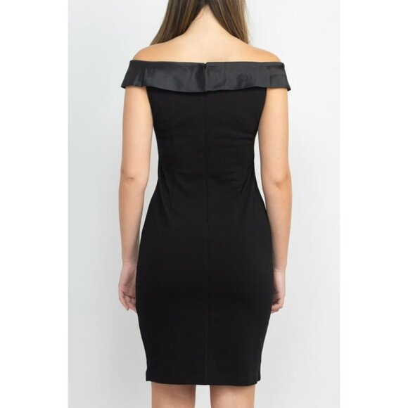 S.L. Fashions Women's Short Off The Shoulder Sheath Dress with Side Ruche - Picture 6 of 9